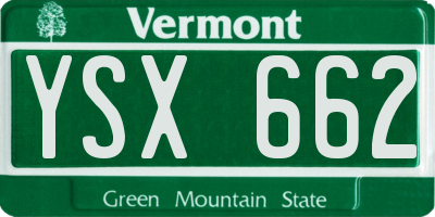 VT license plate YSX662