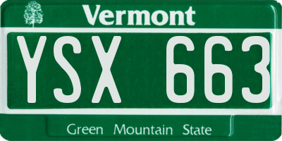 VT license plate YSX663