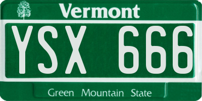 VT license plate YSX666