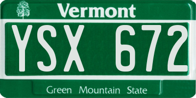 VT license plate YSX672