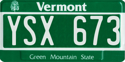 VT license plate YSX673