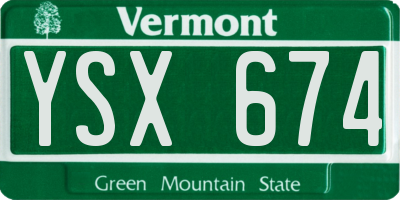 VT license plate YSX674