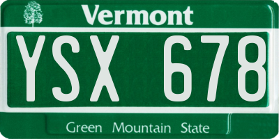 VT license plate YSX678