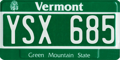 VT license plate YSX685