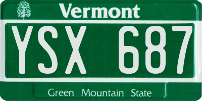 VT license plate YSX687