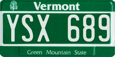 VT license plate YSX689