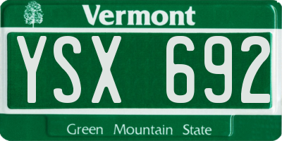 VT license plate YSX692