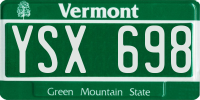 VT license plate YSX698