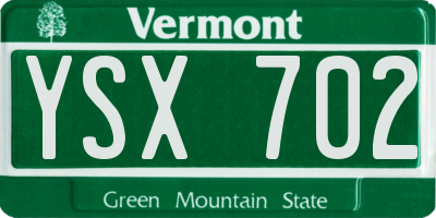 VT license plate YSX702