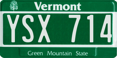 VT license plate YSX714