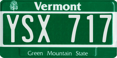 VT license plate YSX717