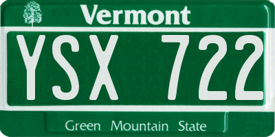 VT license plate YSX722