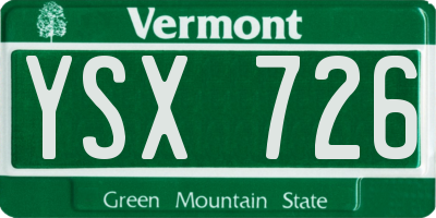 VT license plate YSX726