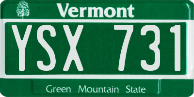 VT license plate YSX731
