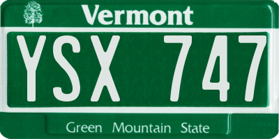 VT license plate YSX747