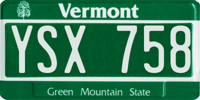 VT license plate YSX758