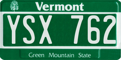VT license plate YSX762