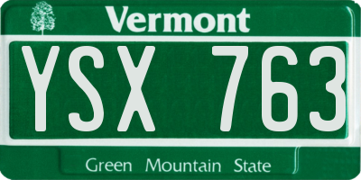 VT license plate YSX763