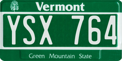 VT license plate YSX764