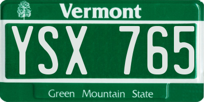 VT license plate YSX765