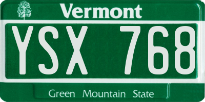 VT license plate YSX768