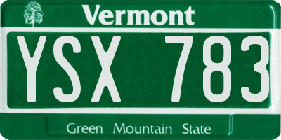 VT license plate YSX783