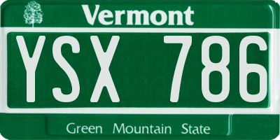 VT license plate YSX786