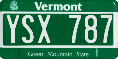 VT license plate YSX787