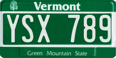VT license plate YSX789