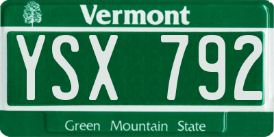 VT license plate YSX792