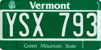 VT license plate YSX793