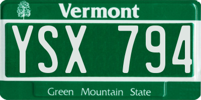 VT license plate YSX794