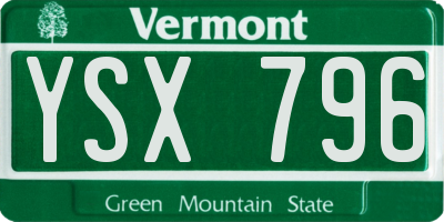 VT license plate YSX796
