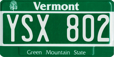 VT license plate YSX802