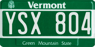VT license plate YSX804
