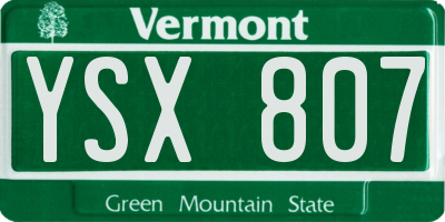 VT license plate YSX807