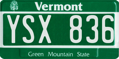 VT license plate YSX836