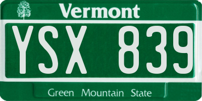 VT license plate YSX839