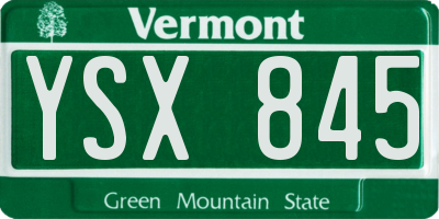 VT license plate YSX845
