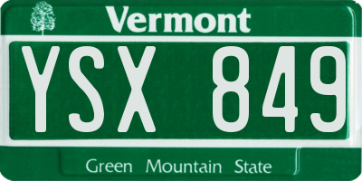 VT license plate YSX849