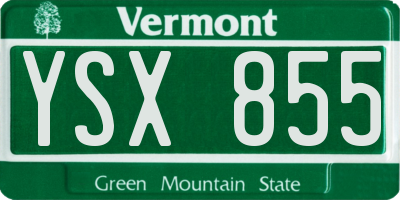 VT license plate YSX855