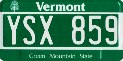 VT license plate YSX859