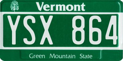 VT license plate YSX864