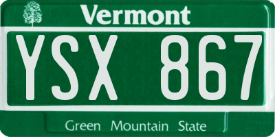 VT license plate YSX867