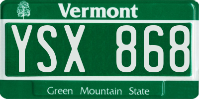 VT license plate YSX868