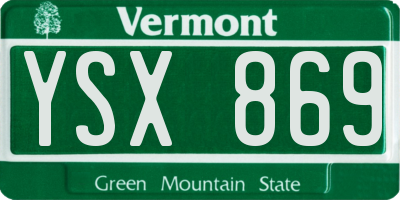 VT license plate YSX869