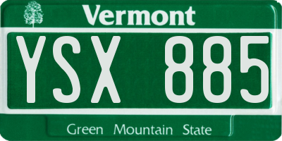 VT license plate YSX885