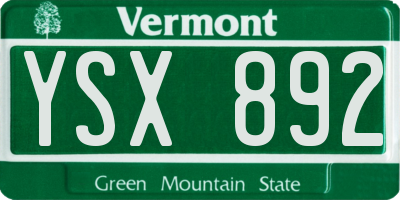 VT license plate YSX892