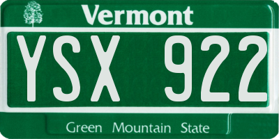 VT license plate YSX922