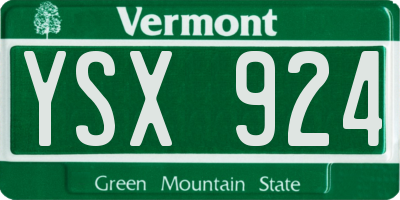 VT license plate YSX924